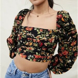 UO Floral Bambi Ruched Front Top
